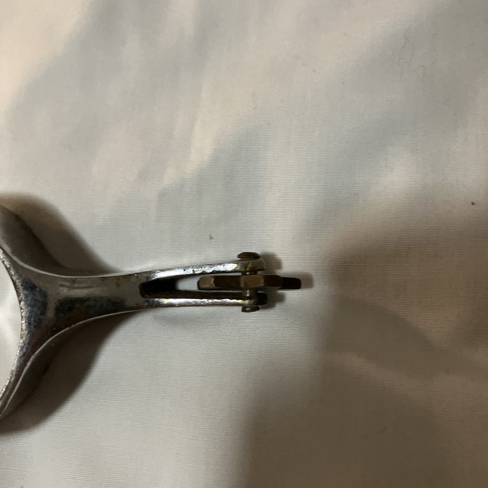 Boot Spur Chrome, Plain, Leather 5-Point Star Rowels . CR ? Preowned Fair