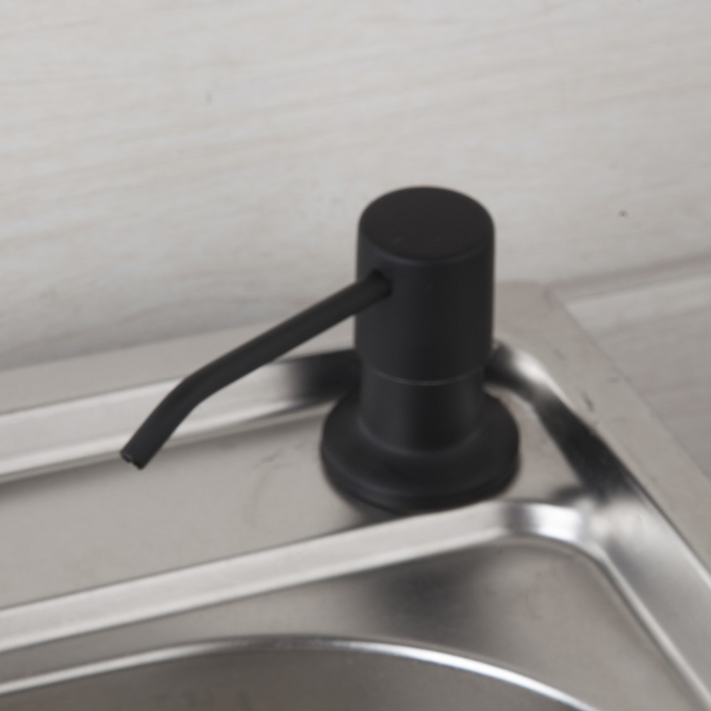 Kitchen Matte Black Liquid Soap Dispenser Plastic Bottle For Sink Deck Mounted
