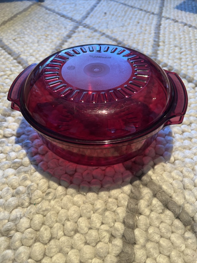 Tupperware Microwave Stack Cooker Steamer 2210A Cranberry 1.75 Quart Bowl Lid