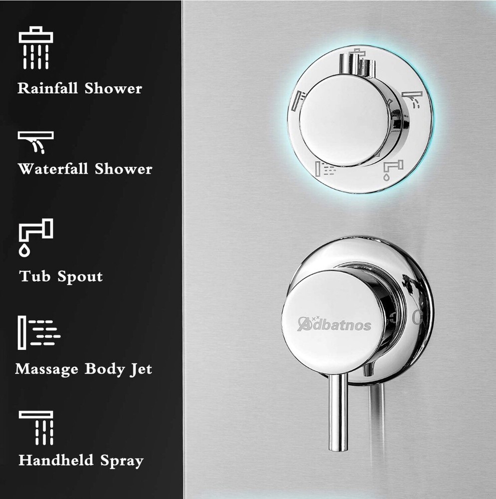 Adbatnos Shower Panel Multifunctional Shower Panel System Shower Tower, Rainfall