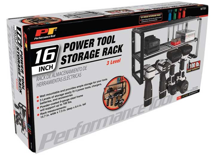 Performance Tool W7701 16" Power Tool Storage Rack