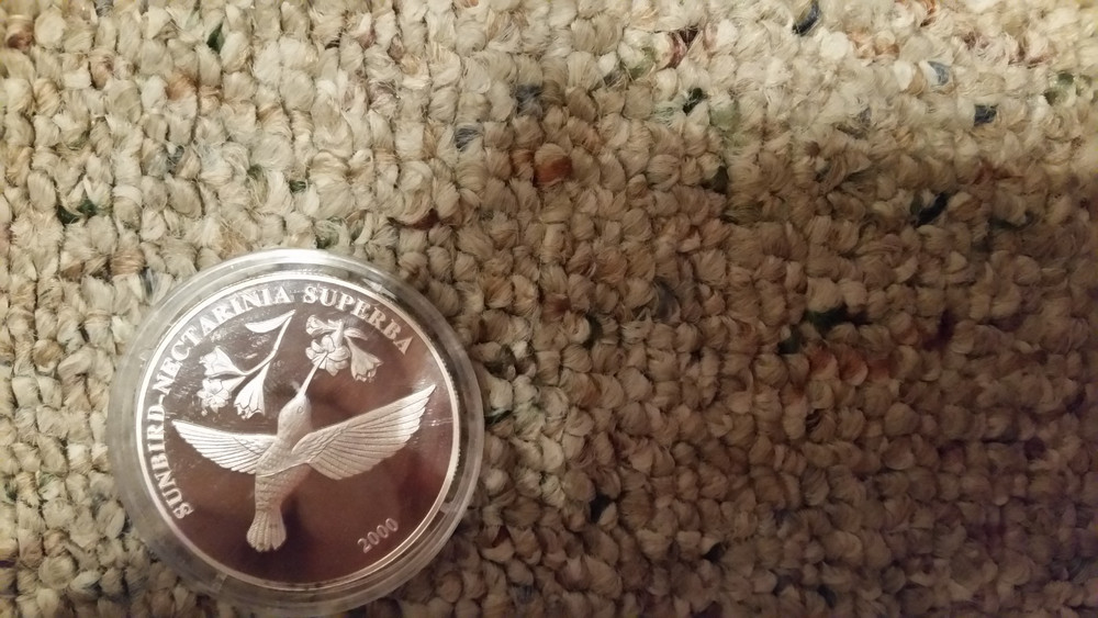 2000 CONGO, Nectarina Superba, 10 Francs, silver .925