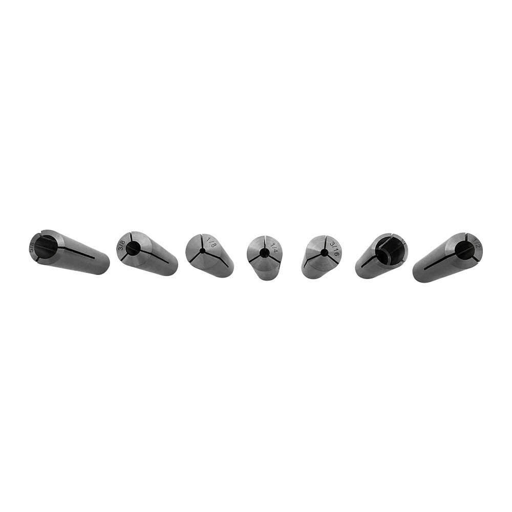 7 Pc 1/8'' - 1/2'' MT3 Round Collet Set 3/8''-16 Drawbar Thread