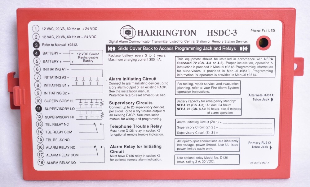 Harrington HSDC-3 Fire Alarm Communicator Transmitter New Open Box
