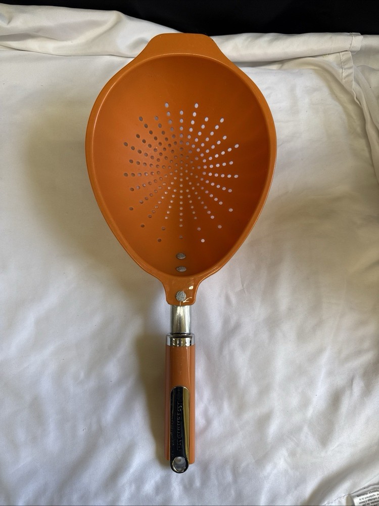 RARE KitchenAid Strainer Plastic Colander Pasta Scoop Handled Orange EUC