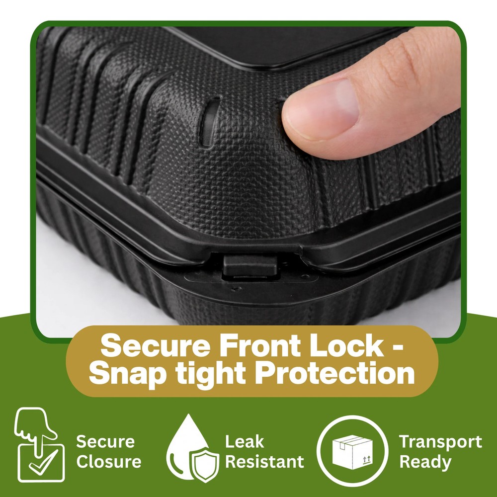 Hinged Container, Black, 6" x 6", 250pc (250/1)