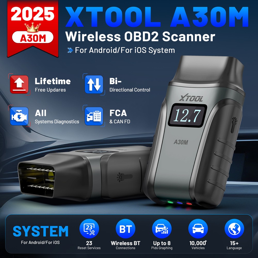 XTOOL A30M +Cable Car Bluetooth OBD2 Scanner Bidirectional Full Diagnostic Tool