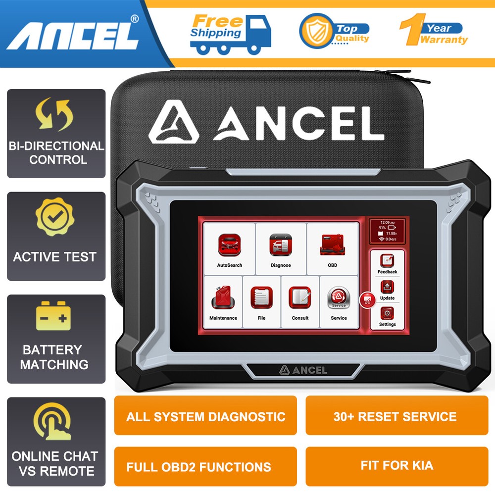 ANCEL Fit for KIA OBD2 Scanner Bi-directional ECU Coding Car Diagnostic Tool US