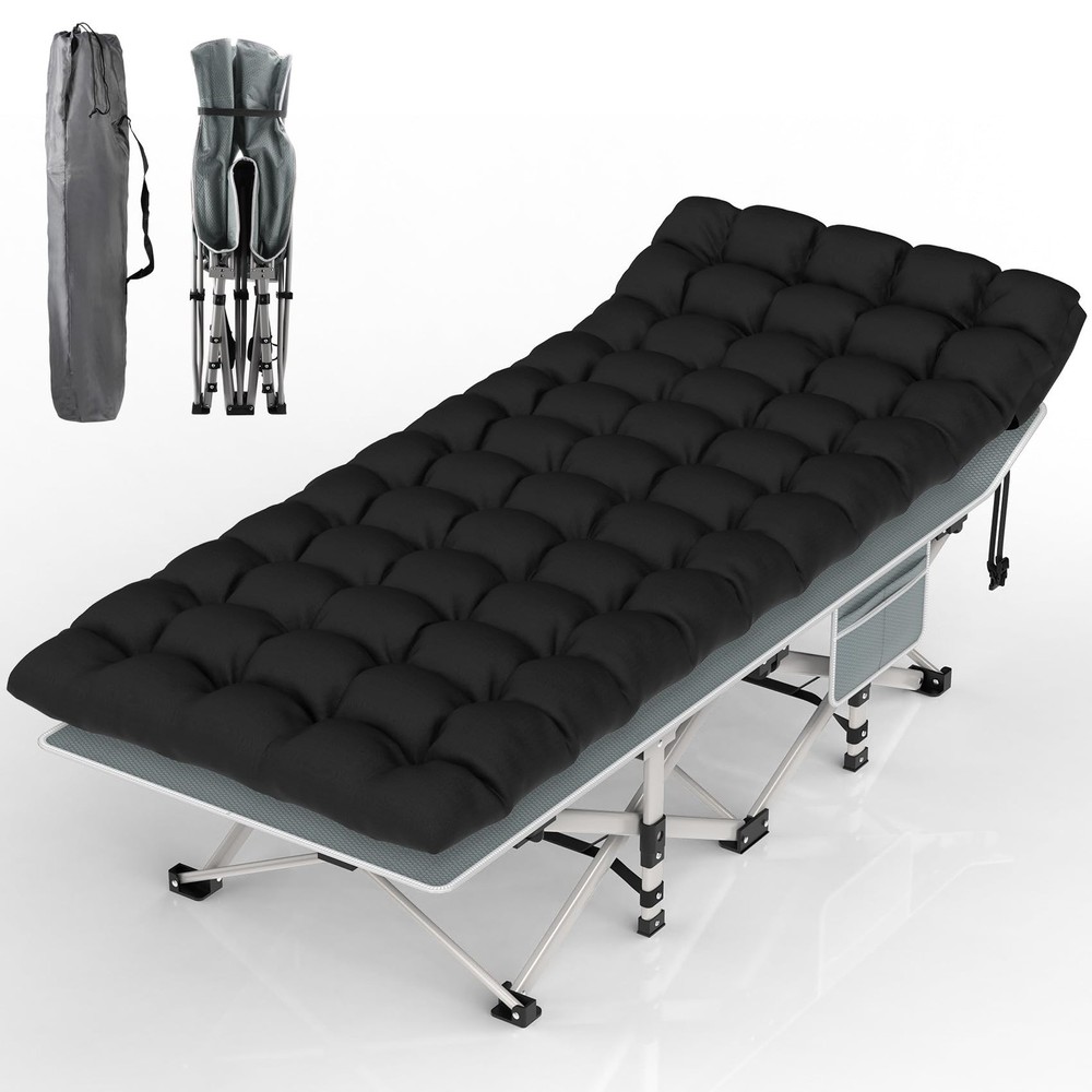 Camping Cot, Folding Camping Cot Bed for Adults Sleeping 1200D Double Layer Oxfo