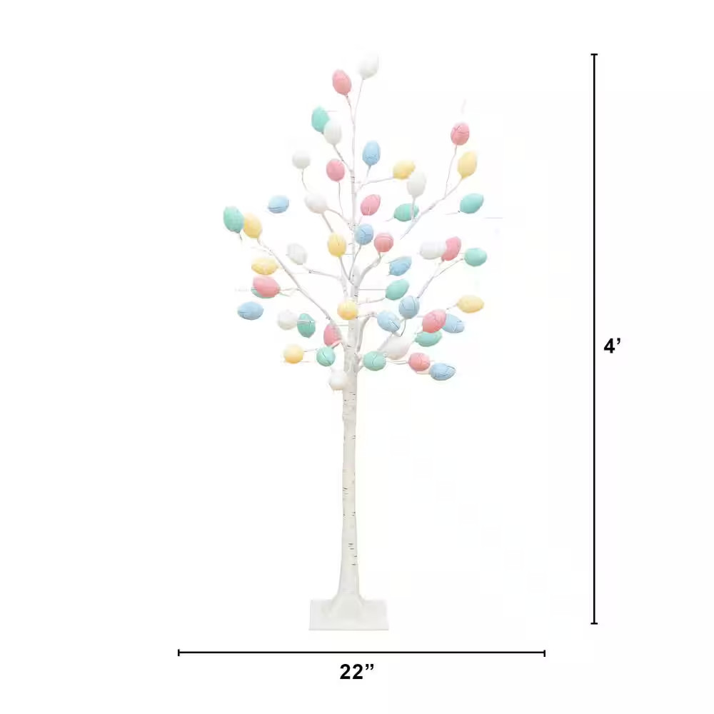 4 Ft. Pre-Lit Artificial Easter Twig Tree with 48 Egg Shaped LED Ornaments