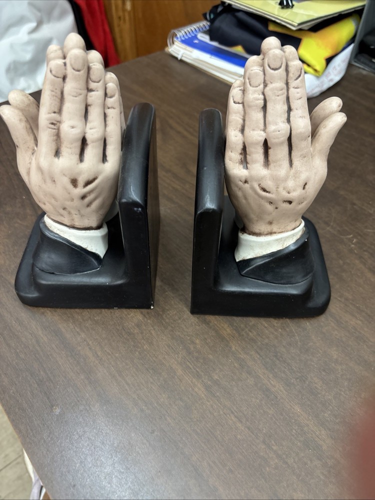 Praying Hands Bookends Matching Set • Christian Decor
