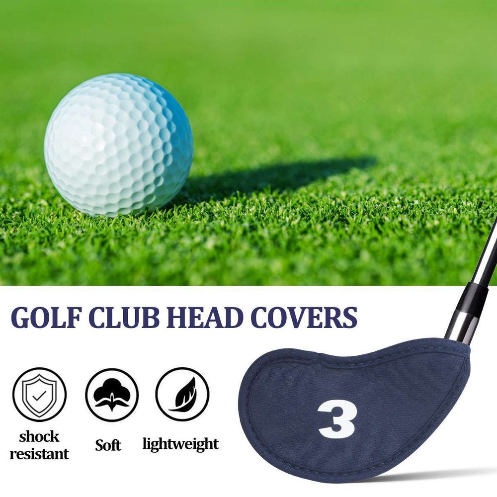 10Pcs Golf Club Iron Head Covers Golf Head Protector Set Neoprene Golf Accessory