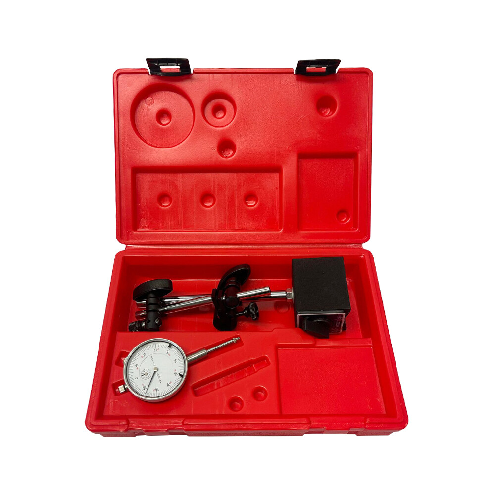 0-1'' Dial Indicator With 130 Lbs Fine Adjustment Magnetic Base Lug Back Grad