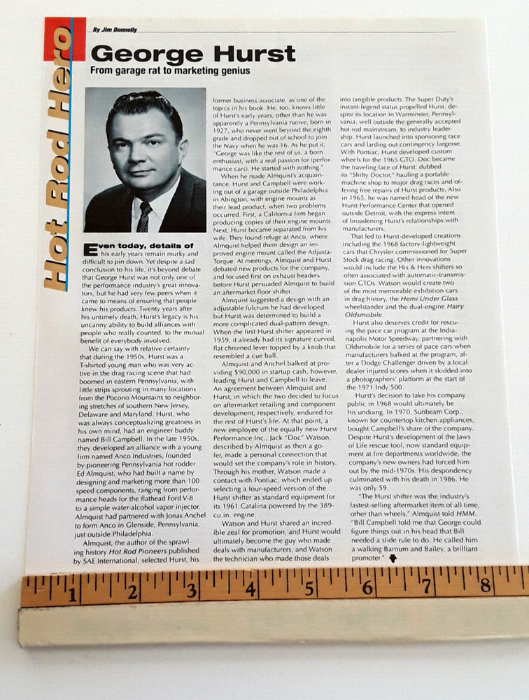 GEORGE HURST - HOT ROD HERO ORIGINAL 2006 ARTICLE