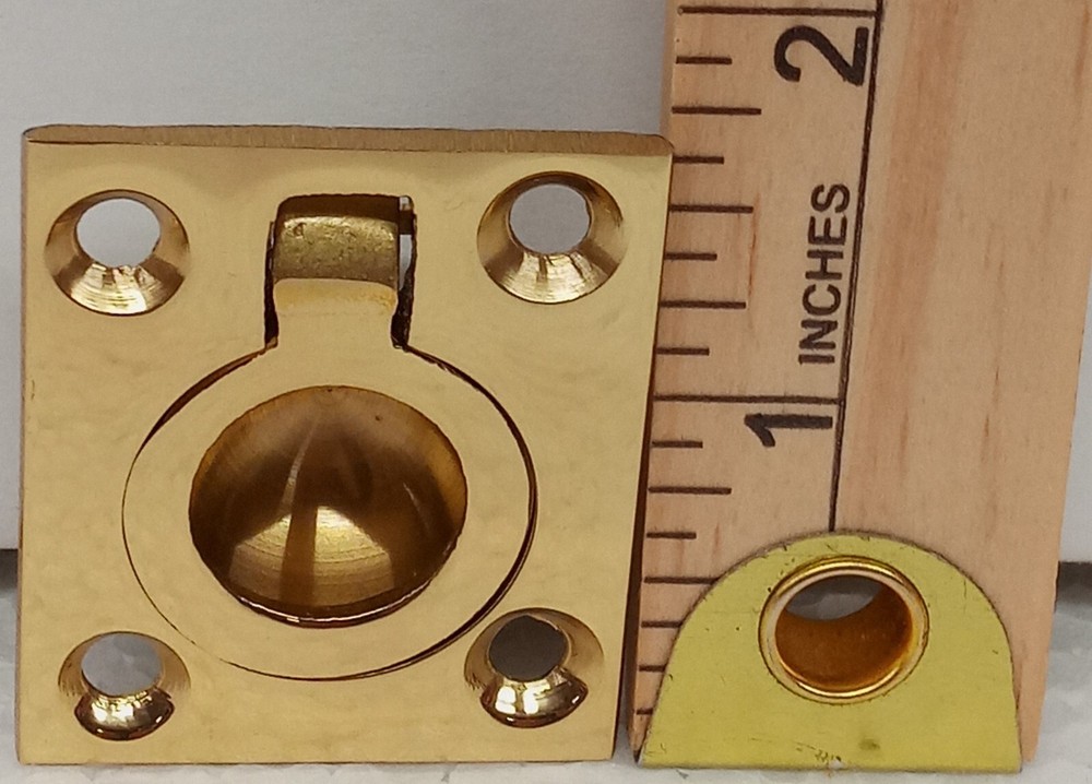 Lot of 6 Flush Ring Pull Brass Modern Hidden Knob Handle....................5C2