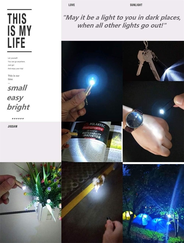 Tiny Keychain Light Micro LED Flashlight Small EDC Emergency Pocket Torch 15LM