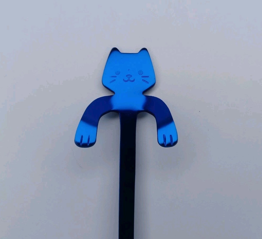 Blue Kitty Cat Spoon Tea Cup Hugging Hugs Your Mug