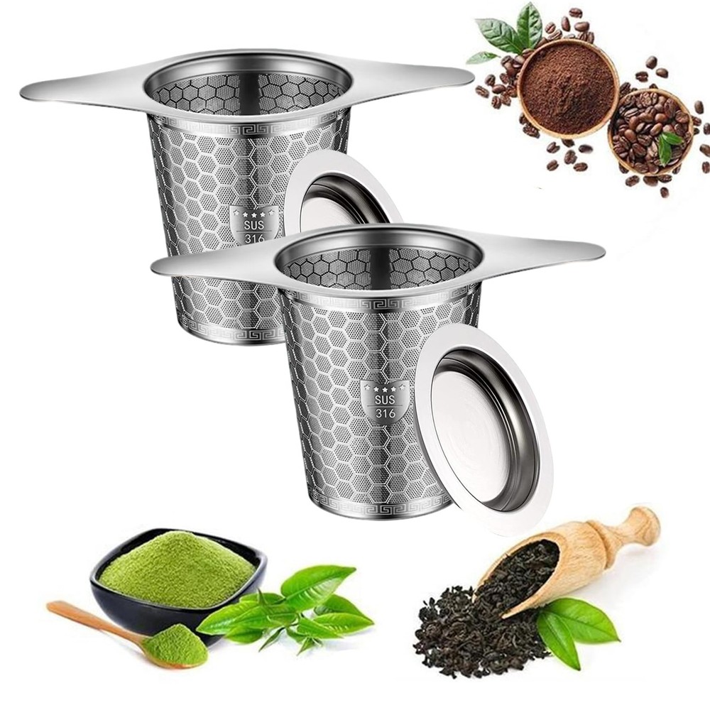 316 Stainless Steel Tea Infuser - 2 Pack, Fine Mesh, Hexagonal Mesh Pattern W...