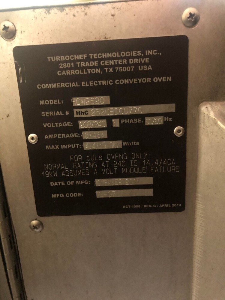 two turbo chef oven 2620 electric