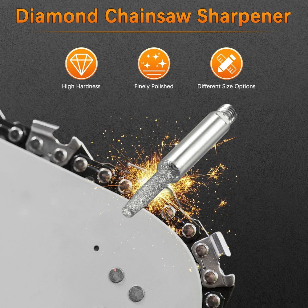 Chainsaw Sharpener with Nuts and Wrench [13pcs]-[Silver- 5/32 Inch]
