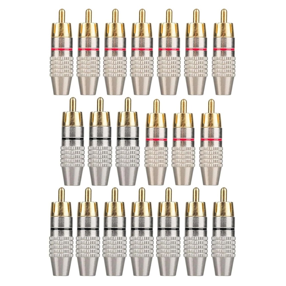 20 x RCA Male Adapter Plug With Color-Coded for Easy Polarity Identification