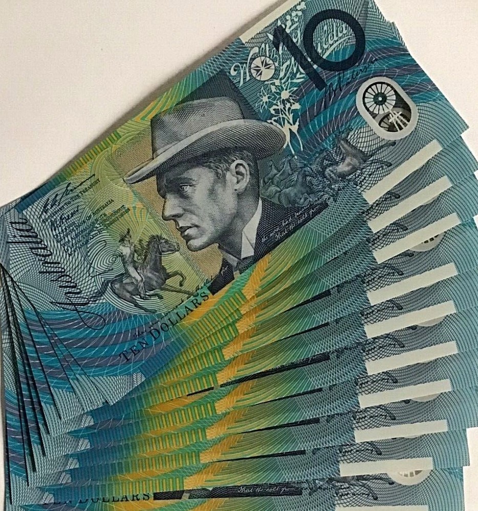 1994 Fraser/Evans $10 Grey Dobell x 5 notes Gen prefix Consecutive Unc, RARE!
