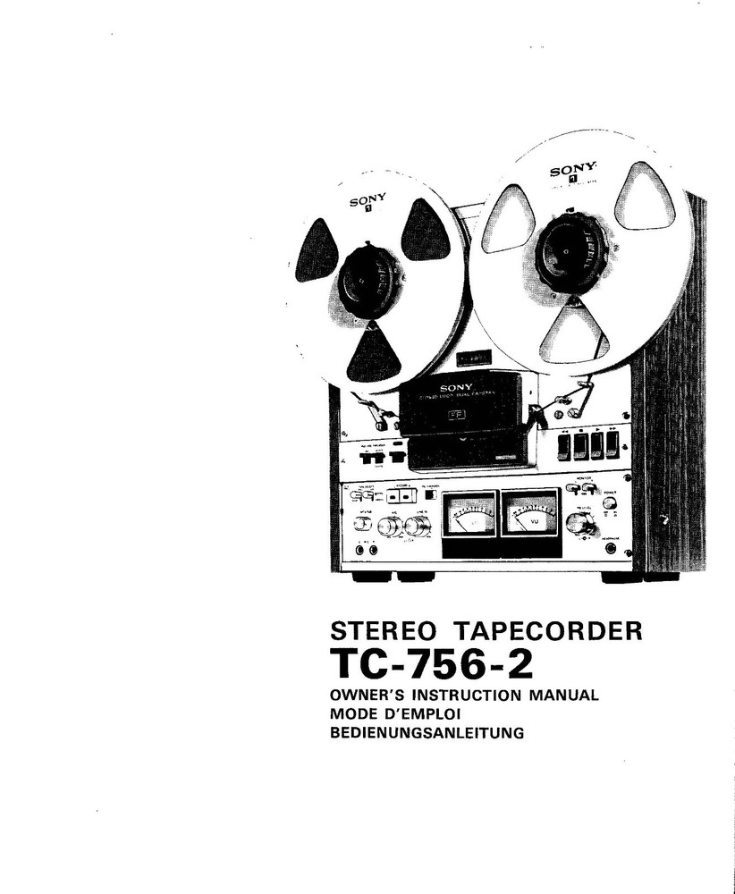 Sony TC-756-2 Tape Deck Owners Manual