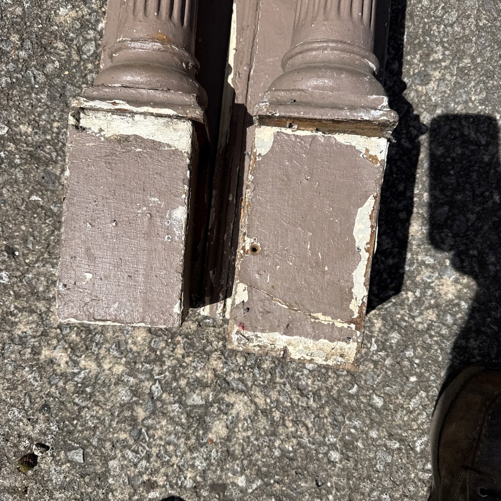 Bijou Pair Painted Oak Columns 42.5 X 4”