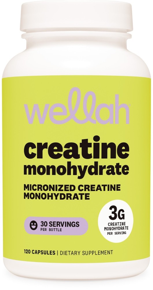 Wellah Creatine Monohydrate Capsules (3000 mg) 120 Capsules - Micronized