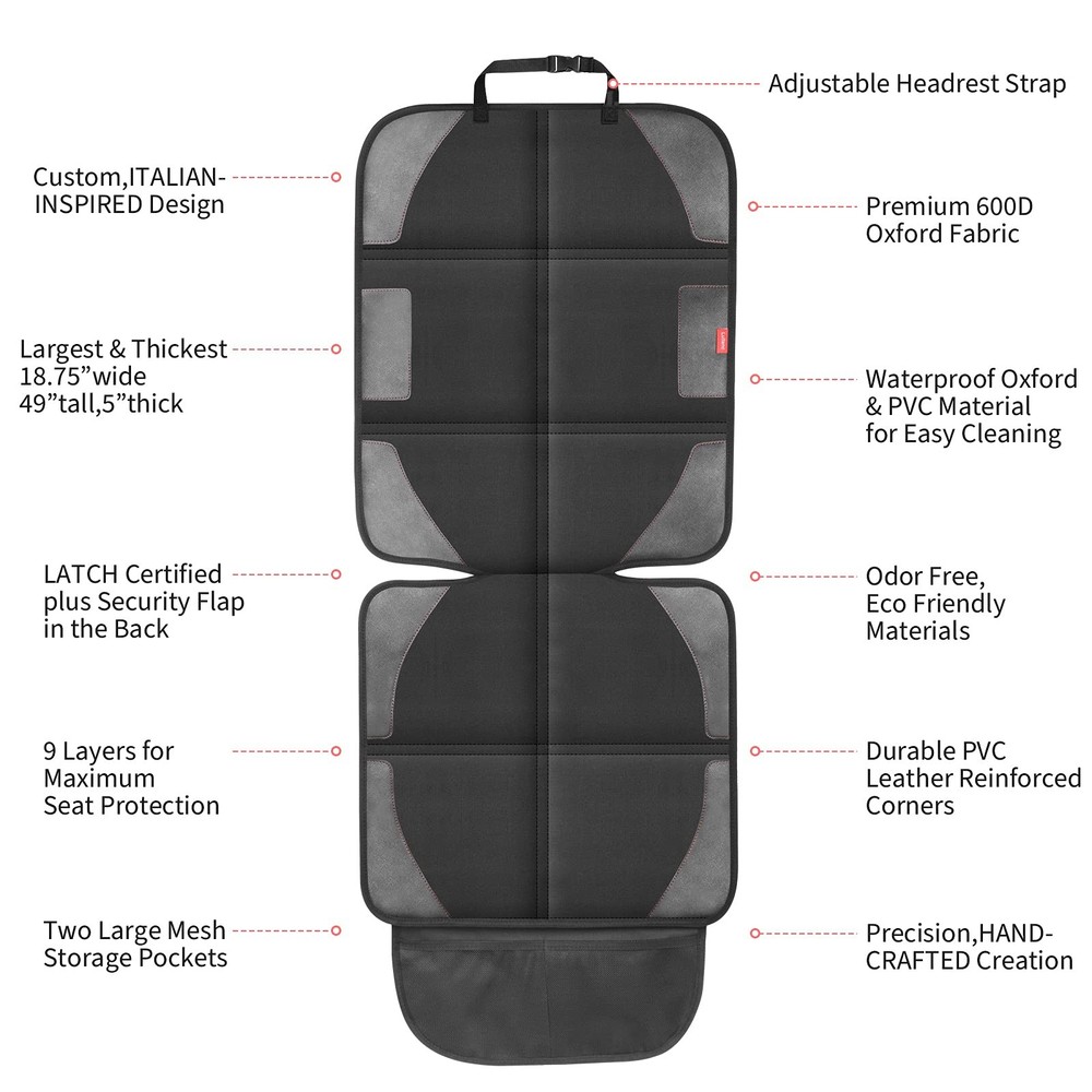 Car Seat Protector with Thickest Padding,Waterproof 600D with Storage Pockets...