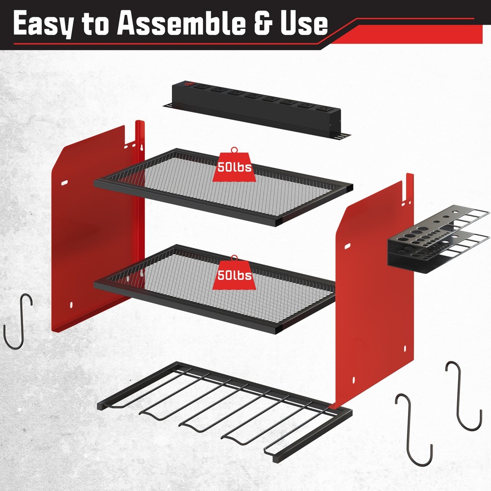Power Tool Organizer Wall Mount with Charging Station Garage Organizer