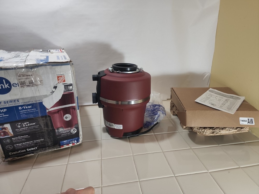 InSinkErator Evolution Select 5/8hp Garbage Disposal - Red - For Parts or Repair