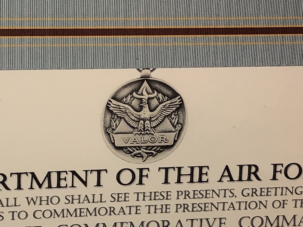 USAF COMMAND CIVILIAN COMMEMORATIVE AWARD FOR VALOR CERTIFICATE Type-1