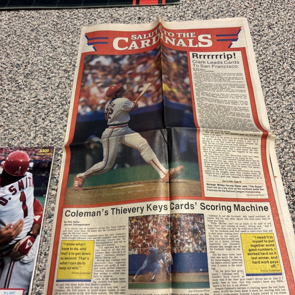 1987 St. Louis Cardinals NLCS Program, Ticket & Newspaper