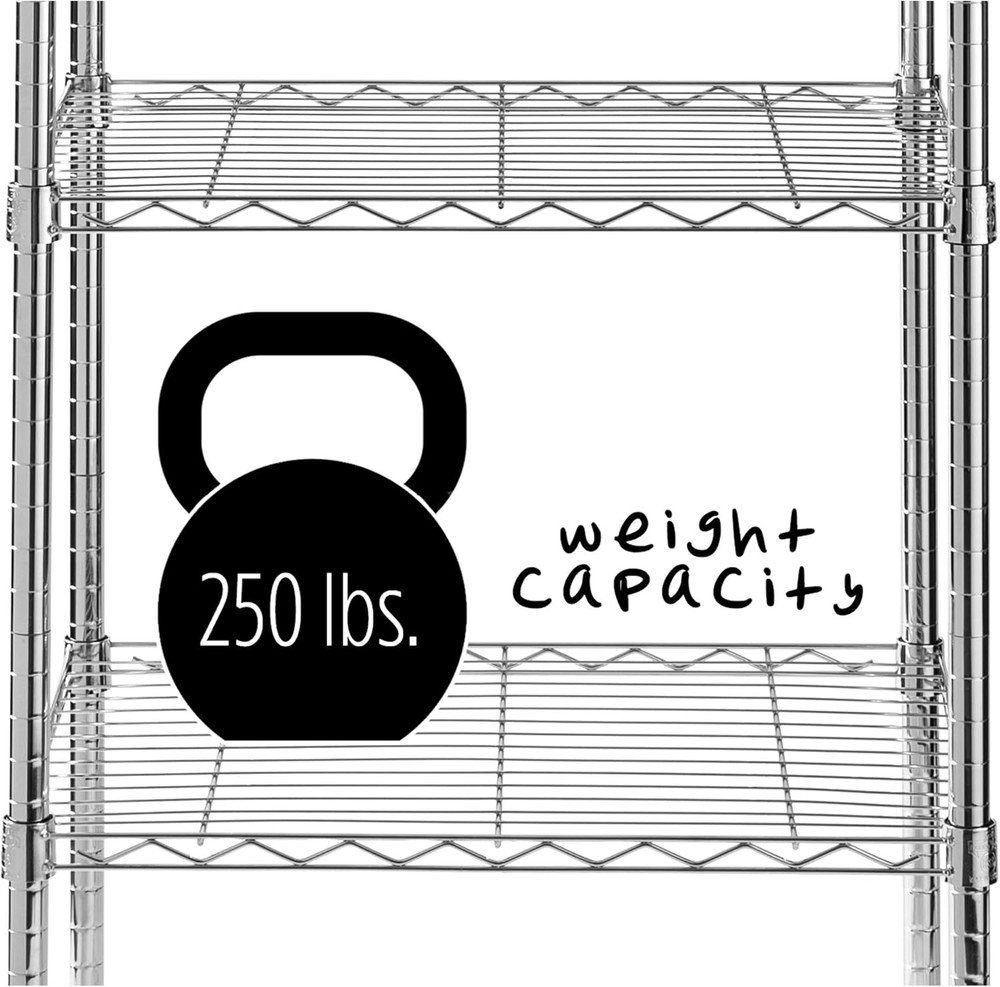 SHF-01054 5-Tier Chrome Shelving Unit, 250 Lbs