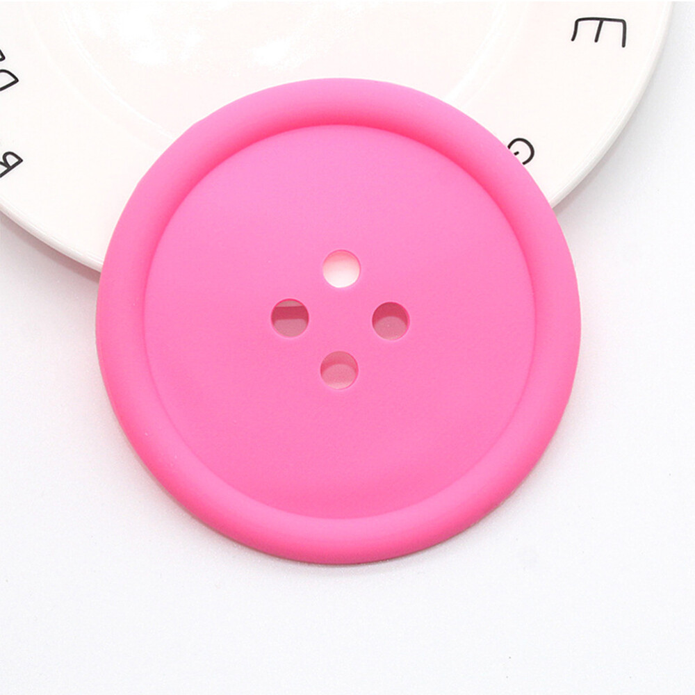 6PCS Creative Round Button Shaped Coaster Silicone Coaster Placemat