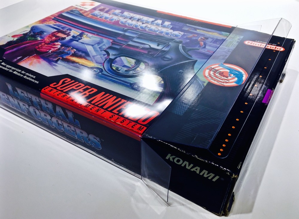 1 SNES LETHAL ENFORCERS BIG BOX Protector! Super Nintendo Clear Display Case