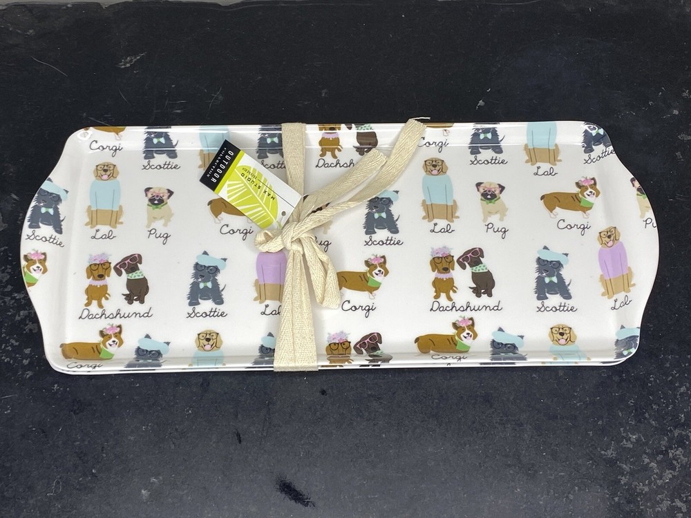 Dog Print Rectangular Serving Dish By Max Studios Brand New
