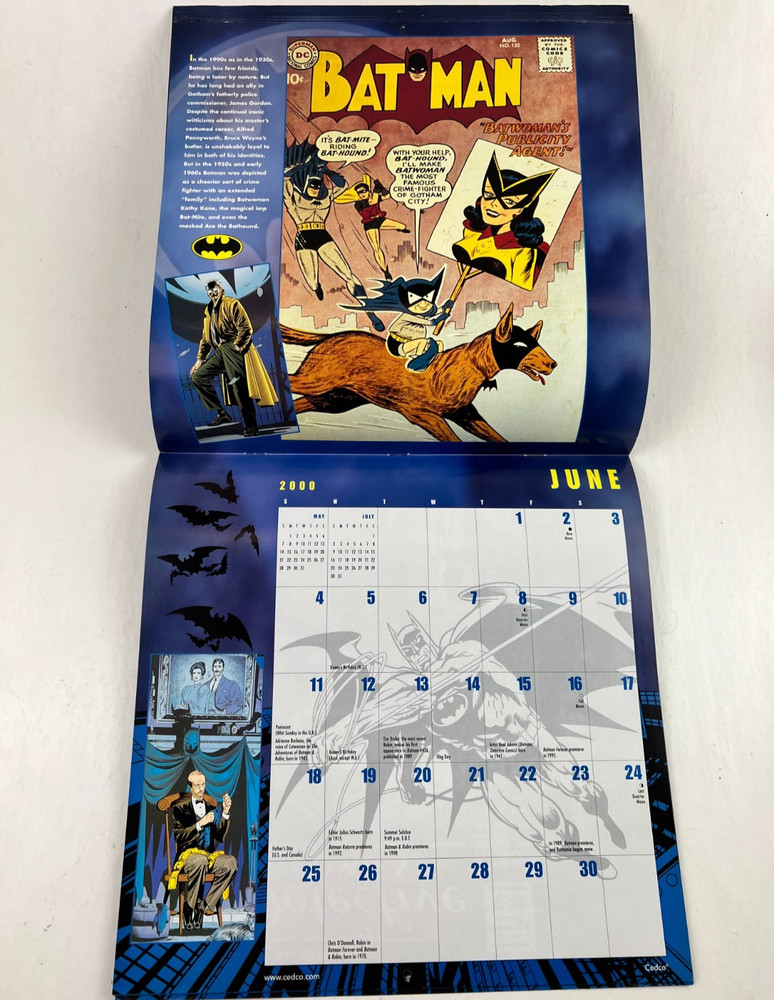 2000 Batman Calendar, DC Comics, No Marks 12"x12"