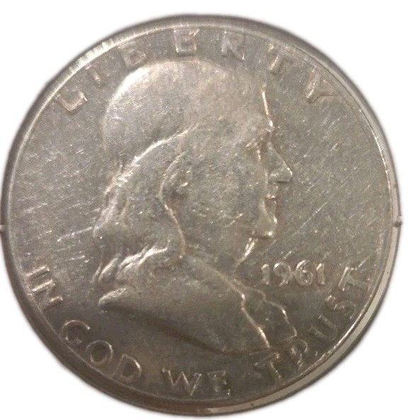 1961 - D Franklin Half Dollar – 90% Silver – Circulated