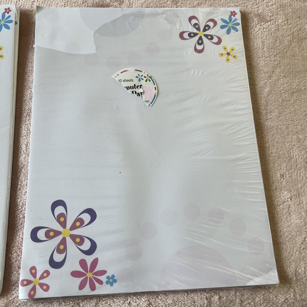 Computer Paper 40 Sheets 8.5" by 11" Flowers/ Two Pack 1 New Other Open Box
