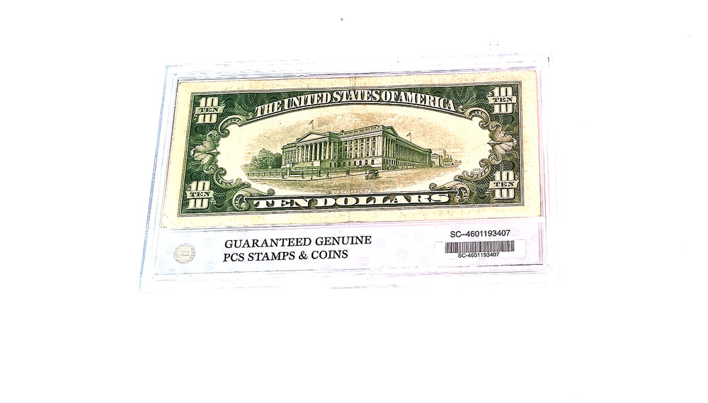 1934 D Ten Dollar Silver Certificate Blue Seal Regular Issue