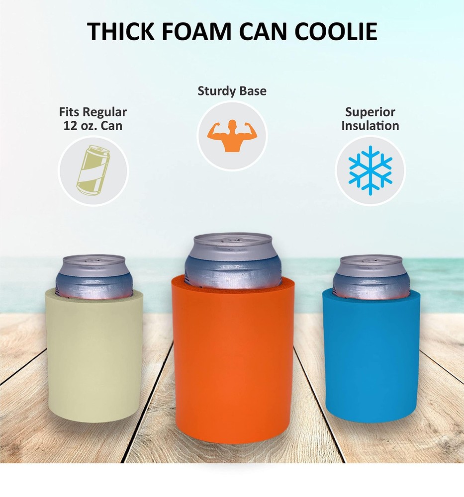 Blank Thick Foam Old School Can Cooler (2 Pack, Black)