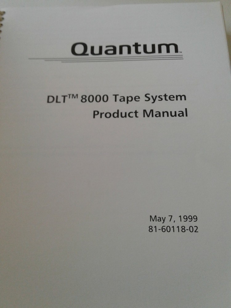 Computer Quantum DLT 8000 Tape System Product Manual 1999
