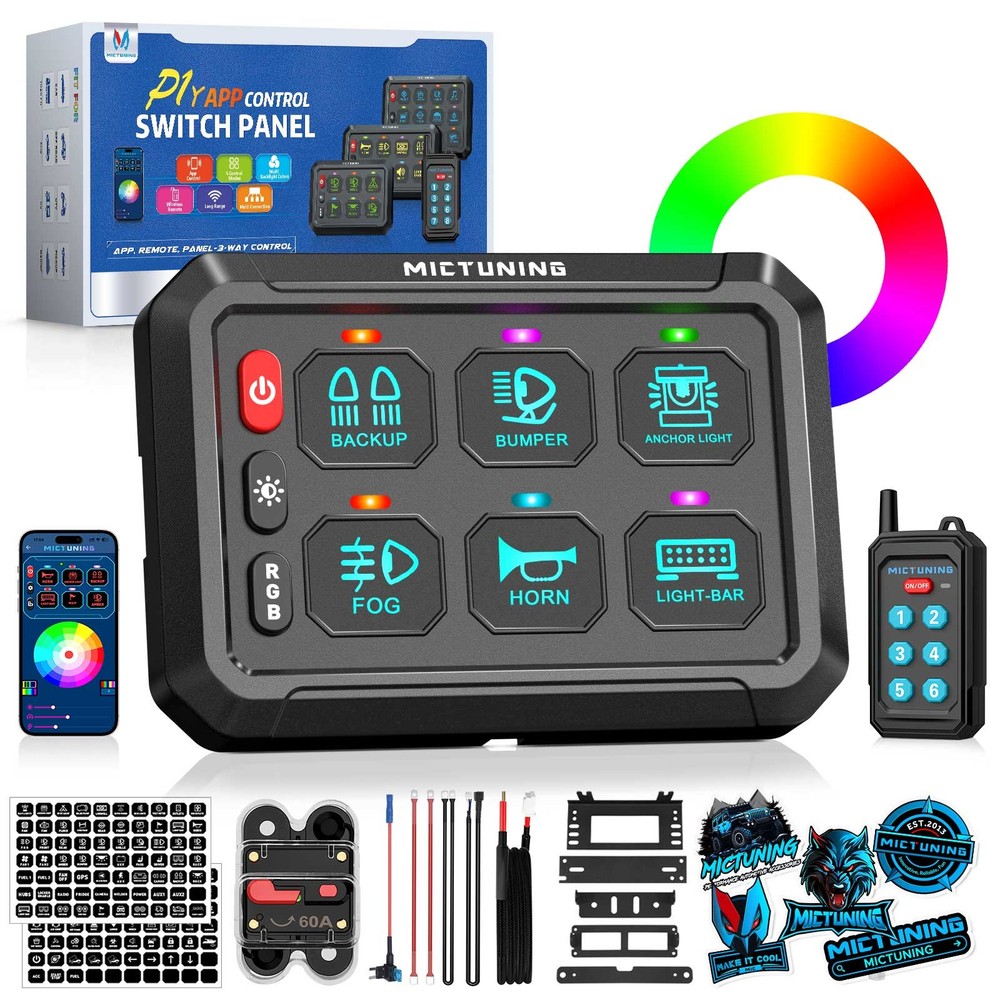 MICTUNING 6/8/12 Gang Switch Panel - Wireless APP Remote Switch Control Circuit