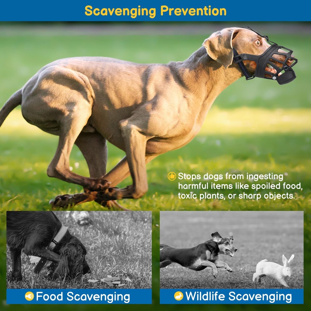 Basket Muzzle for Large Dogs, Humane Muzzle to Prevent Biting and Scavenging,...