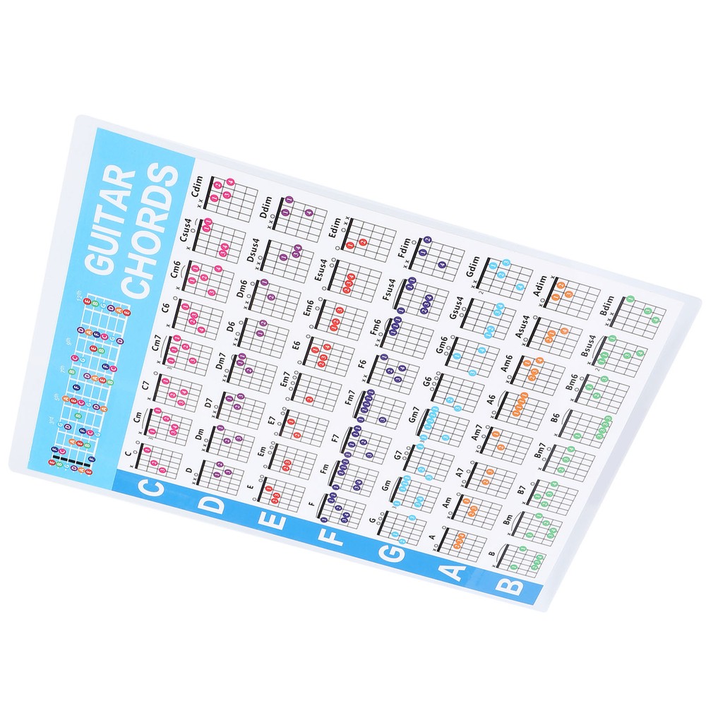 Guitar Chord Poster 56 Colour Coded Coated Paper Educational Reference Guide S