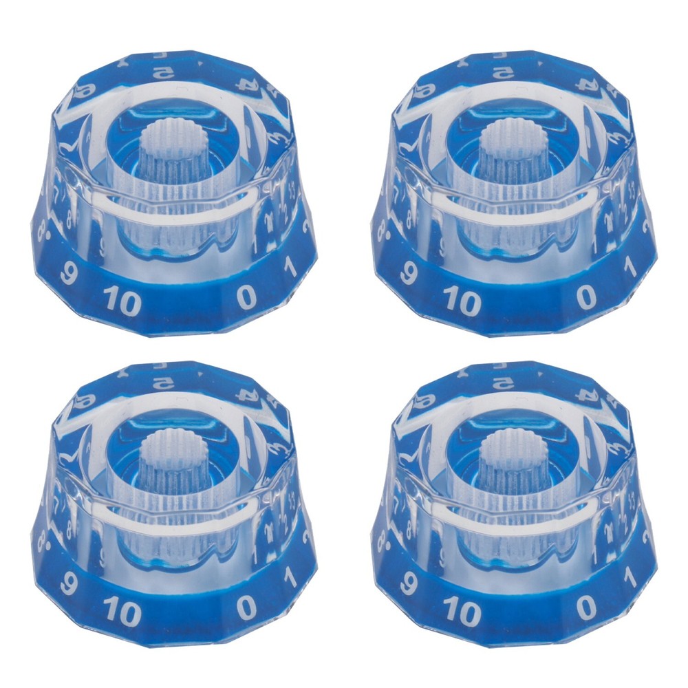 12 Edge Acrylic Bass Guitar Knobs Transparent Blue Volume Tone Control Knobs 4Pc