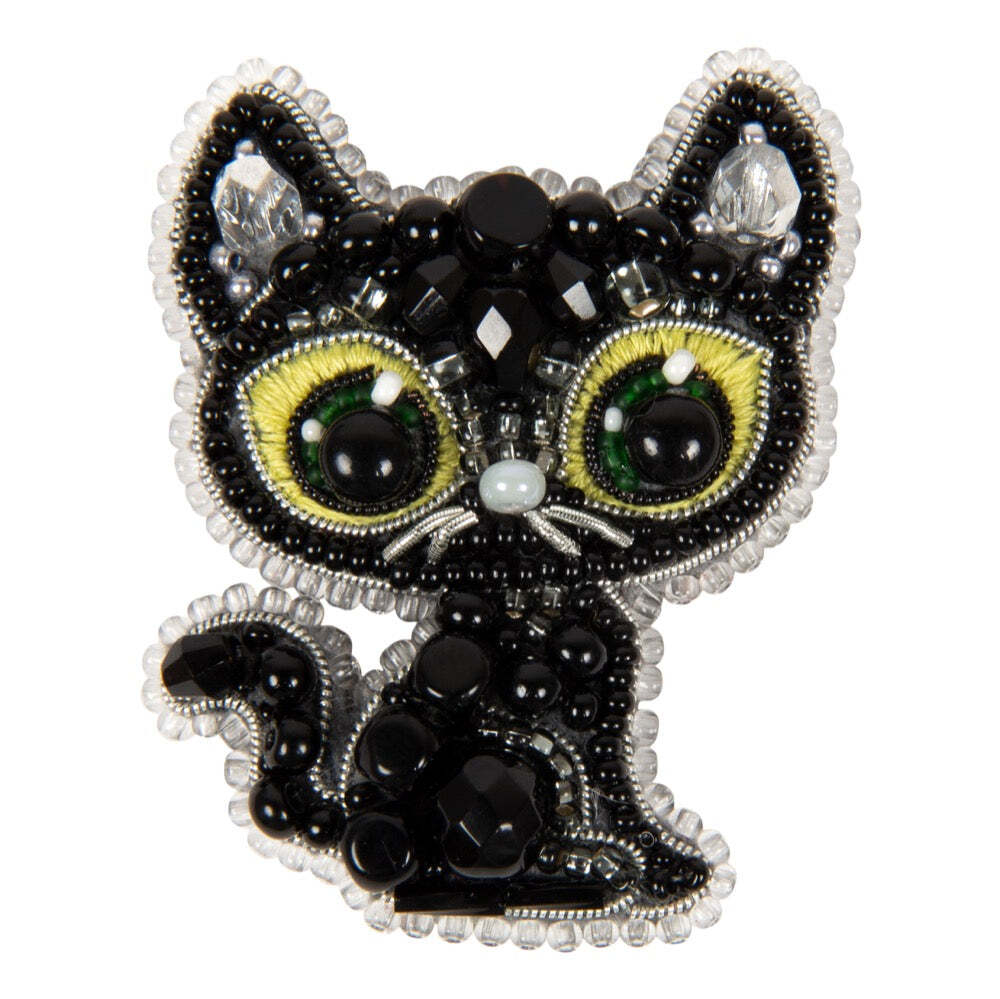 Crystal Art Beadwork kit for creating brooch BP-330C Black cat
