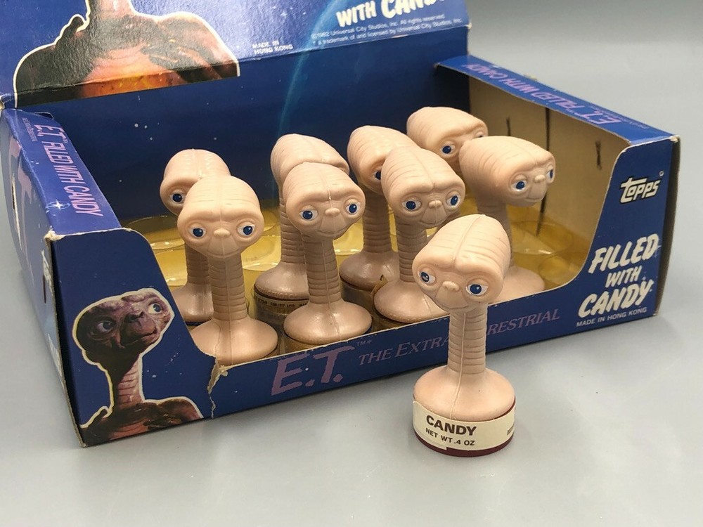 1982 STORE DISPLAY Box TOPPS Gum 9 E.T. CANDY CONTAINER Toppers Vintage ET